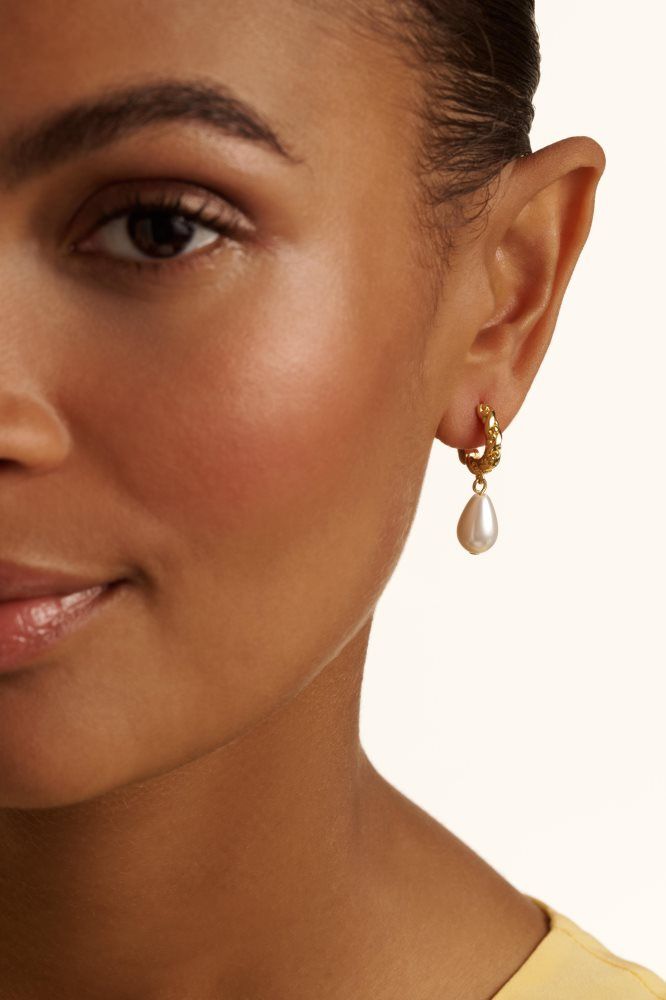 Ted Baker Tilly - Pearl Pendant Twisted Hoop Earrings Schmuck Damen Gold | 184209-TAE
