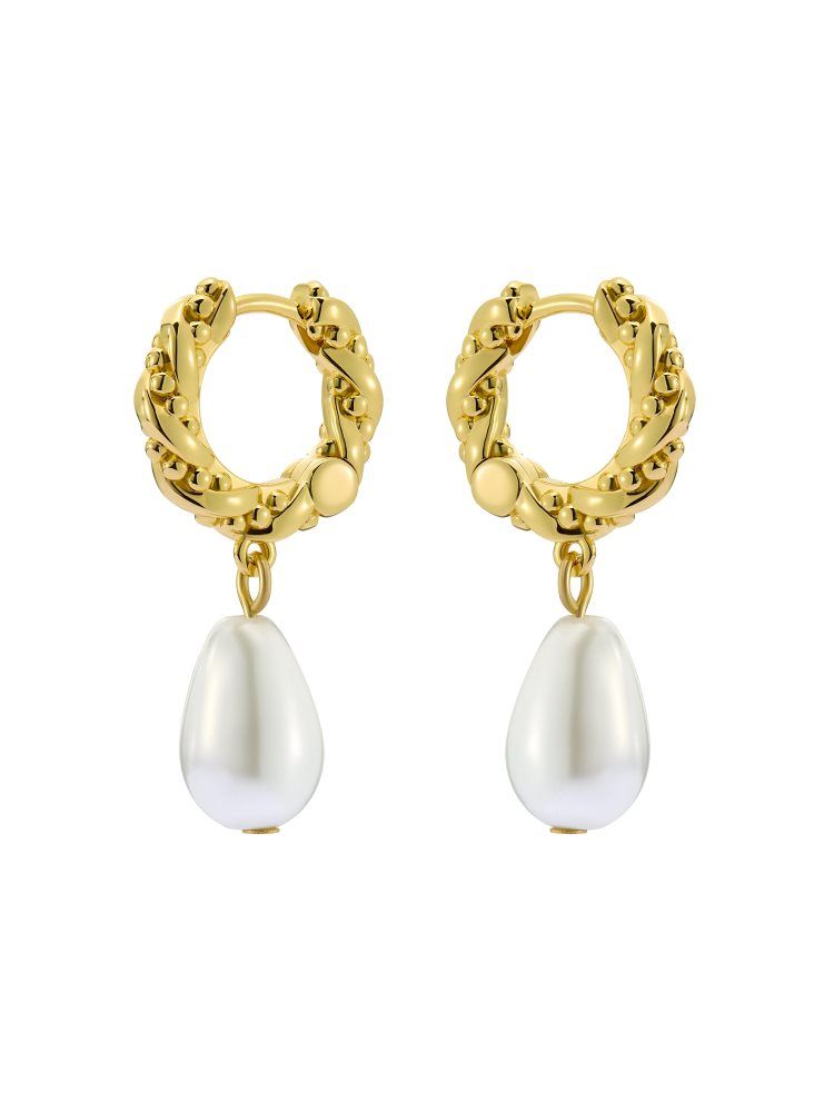 Ted Baker Tilly - Pearl Pendant Twisted Hoop Earrings Schmuck Damen Gold | 184209-TAE