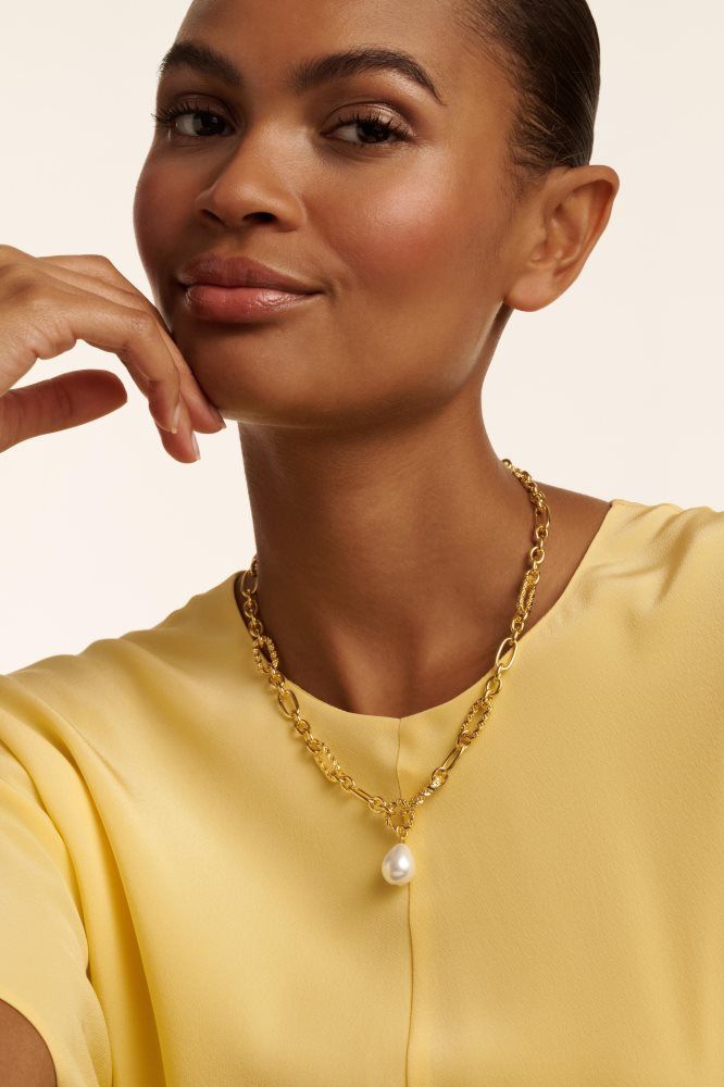 Ted Baker Timora - Pearl Pendant Twisted Chain Necklace Schmuck Damen Gold | 958420-TPB