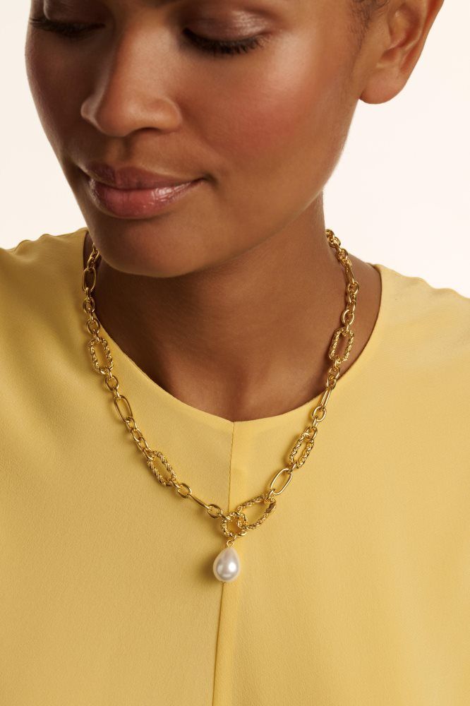 Ted Baker Timora - Pearl Pendant Twisted Chain Necklace Schmuck Damen Gold | 958420-TPB
