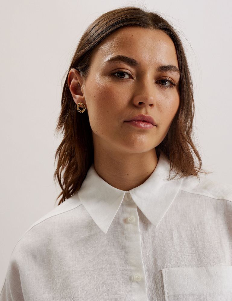 Ted Baker Toloca - Oversized Linen Shirt T-shirts Damen Weiß | 350478-WRO