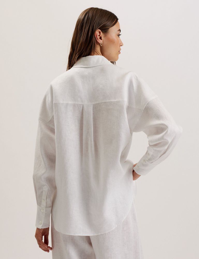 Ted Baker Toloca - Oversized Linen Shirt T-shirts Damen Weiß | 350478-WRO