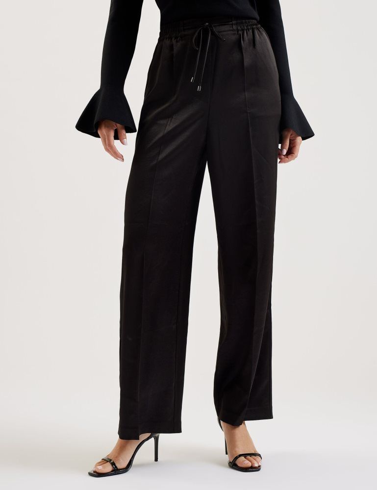Ted Baker Umaibo - Satin Wide Leg Drawstring Joggers Kurze Hose Damen Schwarz | 089315-PXR
