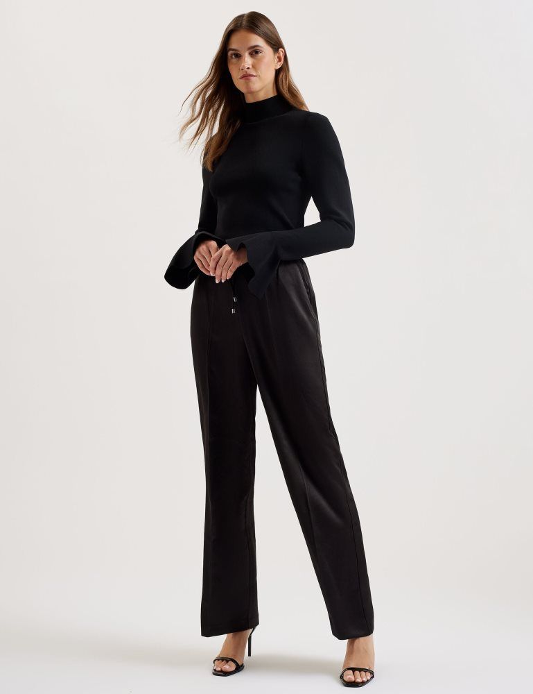 Ted Baker Umaibo - Satin Wide Leg Drawstring Joggers Kurze Hose Damen Schwarz | 089315-PXR