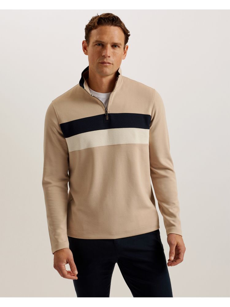 Ted Baker Veller - Long Sleeve Regular Fit Half Zip Oberteile Herren Braun | 102867-VJN