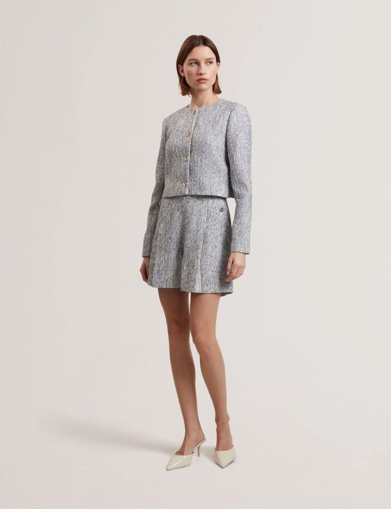 Ted Baker Vulpa - Boucle Button-up Cropped Tailored Jacket Anzüge Damen Blau | 283674-QRW