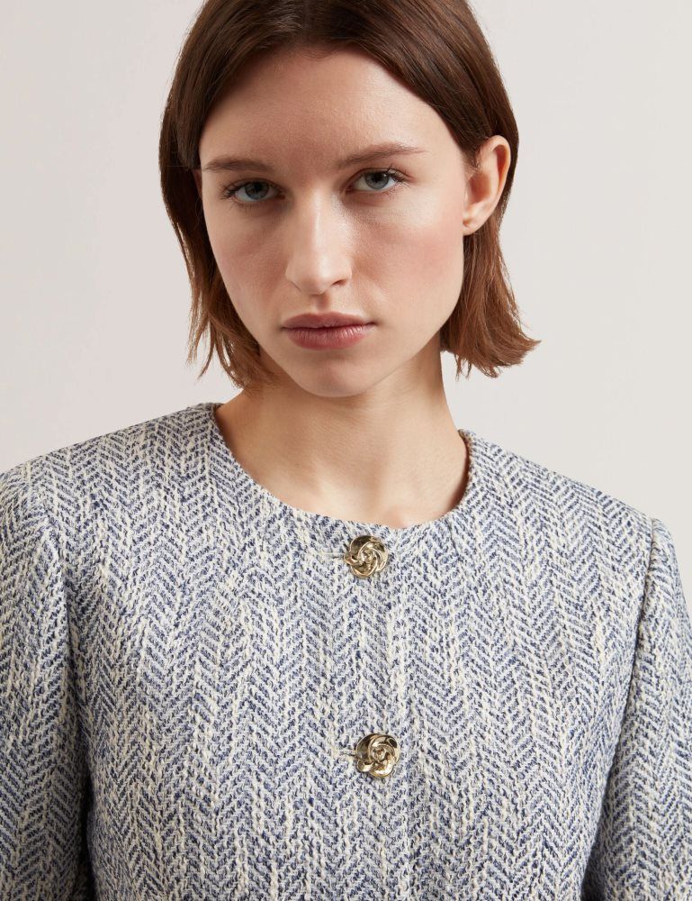 Ted Baker Vulpa - Boucle Button-up Cropped Tailored Jacket Jacken Damen Blau | 547608-KEZ