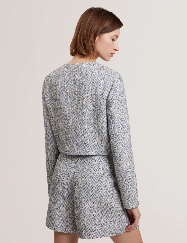 Ted Baker Vulpa - Boucle Button-up Cropped Tailored Jacket Jacken Damen Blau | 547608-KEZ