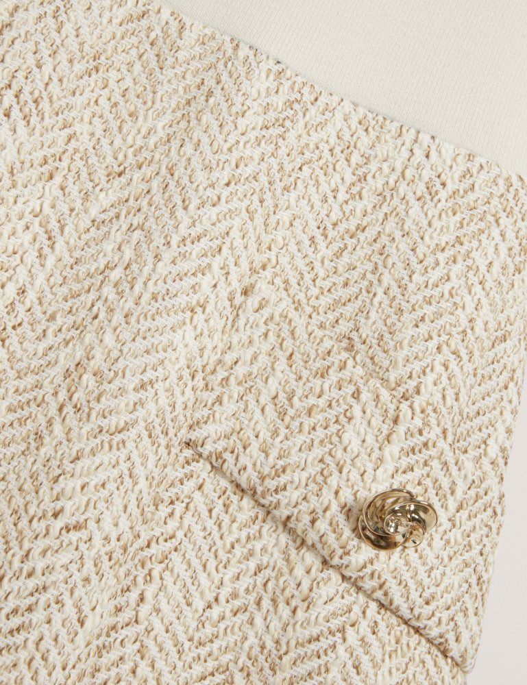 Ted Baker Vulpad - Pleated Boucle Mini Dress With Knit Bodice Kleid Damen Weiß | 871502-LXM