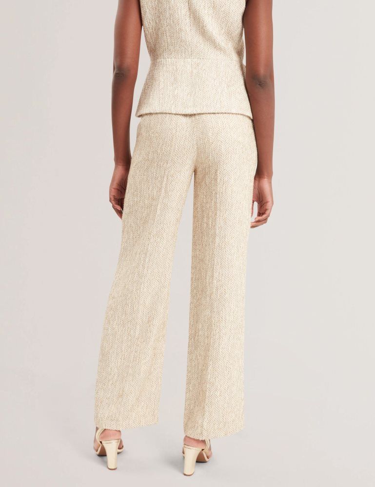 Ted Baker Vulpat - Boucle Herringbone Wide Leg Tailored Trousers Anzüge Damen Weiß | 721305-VOR