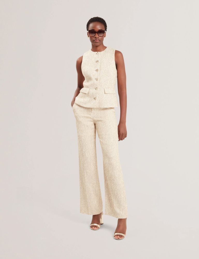 Ted Baker Vulpaw - Boucle Herringbone Fitted Waistcoat Anzüge Damen Weiß | 063954-BMF