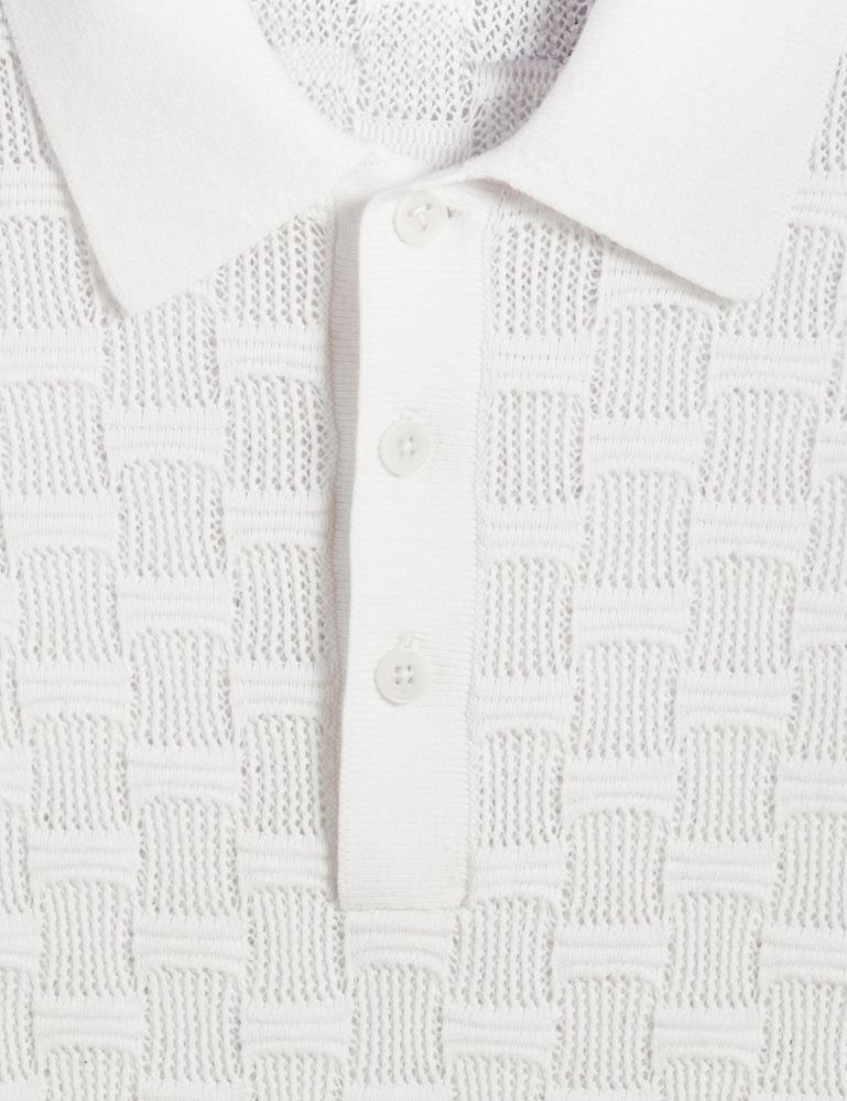 Ted Baker Waterby - Short Sleeve Textured Silk Cotton Polo Oberteile Herren Weiß | 459183-BCV