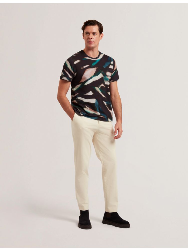 Ted Baker Wilsdor - Abstract Print Knitted Jersey T-shirt Oberteile Herren Schwarz | 467081-KYZ