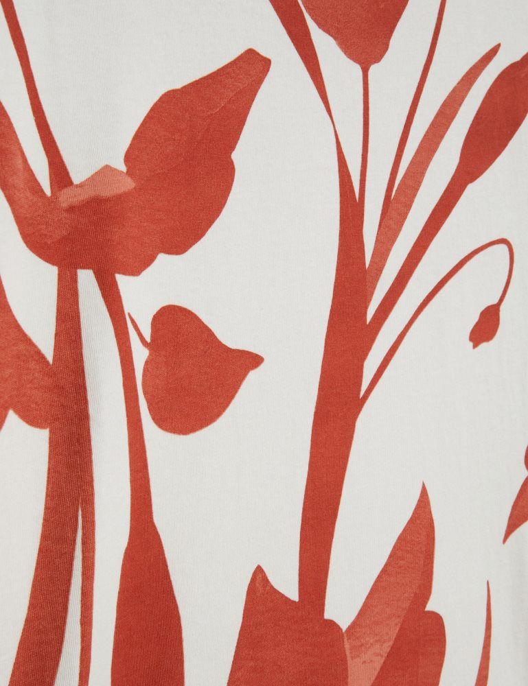Ted Baker Yiannos - Floral Print Heavyweight Cotton T-shirt Oberteile Herren Rot | 819052-EHL