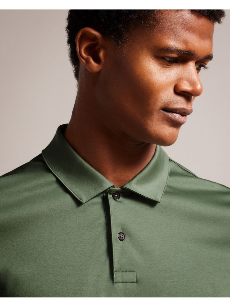 Ted Baker Zeiter - Slim Fit Pure Cotton Polo Shirt Oberteile Herren Khaki | 941802-FUJ