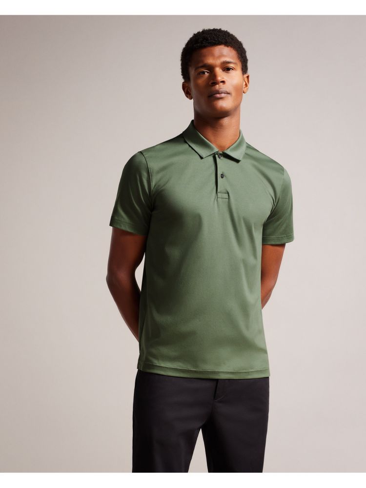 Ted Baker Zeiter - Slim Fit Pure Cotton Polo Shirt Oberteile Herren Khaki | 941802-FUJ