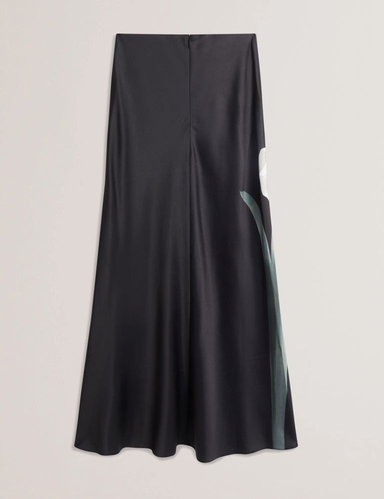 Ted Baker Zionna - Floral Print Detail Satin Maxi Skirt Röcke Damen Schwarz | 157342-KIP