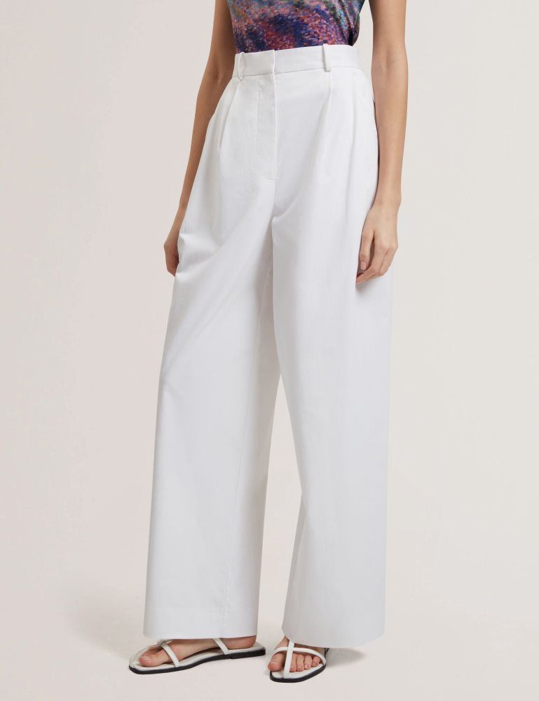 Ted Baker Zozia - Pleated High Waist Wide Leg Trousers Kurze Hose Damen Weiß | 795418-OXN